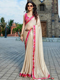 Beige Georgette Embellished Saree With Blouse Piece Beige Georgette Embellished Saree With Blouse Piece