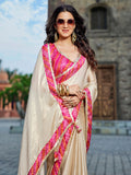 Beige Georgette Embellished Saree With Blouse Piece Beige Georgette Embellished Saree With Blouse Piece