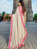Beige Georgette Embellished Saree With Blouse Piece Beige Georgette Embellished Saree With Blouse Piece