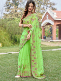 Green Georgette silk Saree With Blouse Piece Green Georgette silk Saree With Blouse Piece