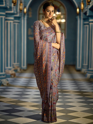 Black Pashmina Soft Silk Festive Wear Saree With Blouse Piece