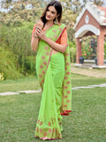 Green Georgette silk Saree With Blouse Piece Green Georgette silk Saree With Blouse Piece