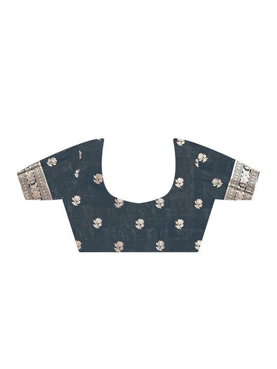 Black Art Silk Saree With Blouse Piece Black Art Silk Saree With Blouse Piece