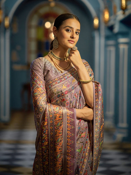 Black Pashmina Soft Silk Festive Wear Saree With Blouse Piece Black Pashmina Soft Silk Festive Wear Saree With Blouse Piece