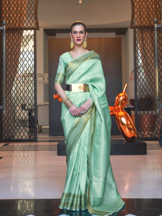 Green Art Silk Saree With Blouse Piece Green Art Silk Saree With Blouse Piece