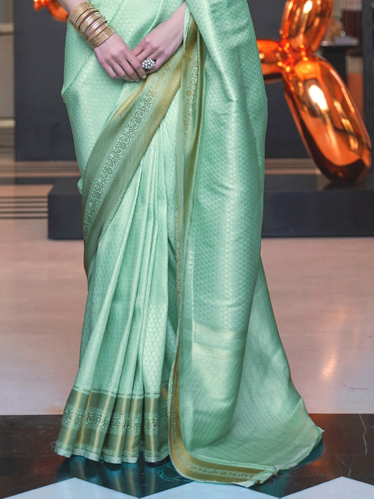 Green Art Silk Saree With Blouse Piece Green Art Silk Saree With Blouse Piece
