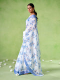 blue Cotton Blend Printed Saree With Blouse Piece blue Cotton Blend Printed Saree With Blouse Piece
