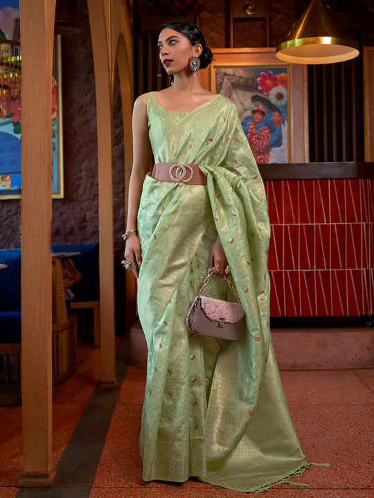 Green Art Silk Saree With Blouse Piece Green Art Silk Saree With Blouse Piece