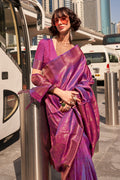 Wine Banarasi Silk Saree With Blouse Piece Wine Banarasi Silk Saree With Blouse Piece