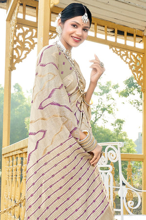 Purple Cotton Saree With Blouse Piece