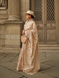 Cream Organza Chickankari Saree With Blouse Piece Cream Organza Chickankari Saree With Blouse Piece