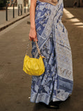 Blue Organza Chickankari Saree With Blouse Piece Blue Organza Chickankari Saree With Blouse Piece