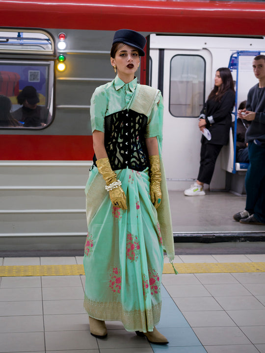 Cyan Art Silk Saree With Blouse Piece Cyan Art Silk Saree With Blouse Piece