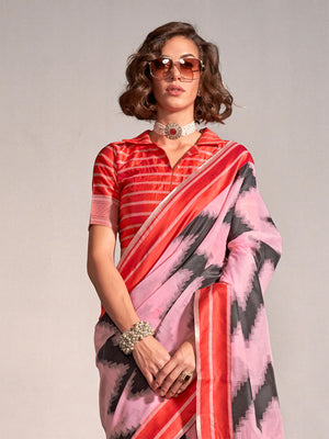 Pink Art Silk Saree With Blouse Piece