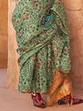 Green Printed Zari Tissue Saree With Blouse Piece Green Printed Zari Tissue Saree With Blouse Piece