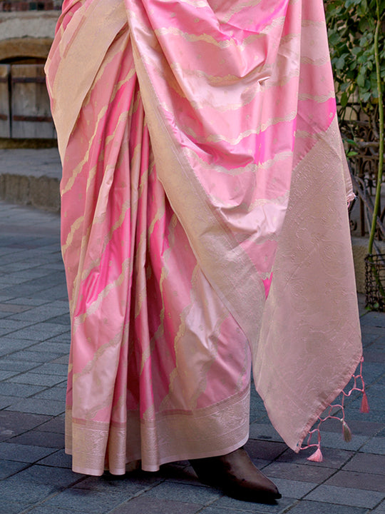 Pink Soft Silk Saree With Blouse Piece Pink Soft Silk Saree With Blouse Piece