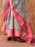 Blue Georgette Printed Saree With Blouse Piece Blue Georgette Printed Saree With Blouse Piece