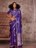Purple Satin Festive Wear Saree With Blouse Piece Purple Satin Festive Wear Saree With Blouse Piece
