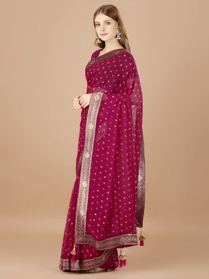 Pink Georgette Daily Wear Saree With Blouse Piecde
