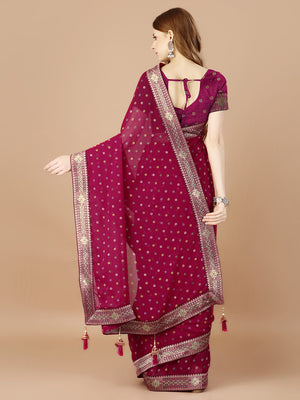 Pink Georgette Daily Wear Saree With Blouse Piecde