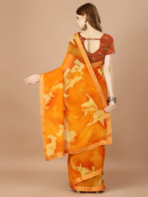 Yellow Georgette Festive Wear Saree With Blouse Piecde