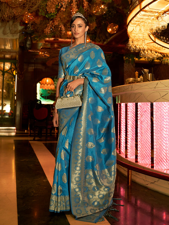 Blue Art Silk Saree With Blouse Piece Blue Art Silk Saree With Blouse Piece