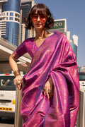 Wine Banarasi Silk Saree With Blouse Piece Wine Banarasi Silk Saree With Blouse Piece