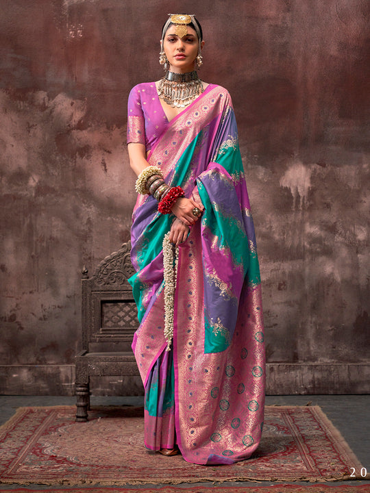 Multi Color Festive Wear Silk Saree With Blouse Piece Multi Color Festive Wear Silk Saree With Blouse Piece