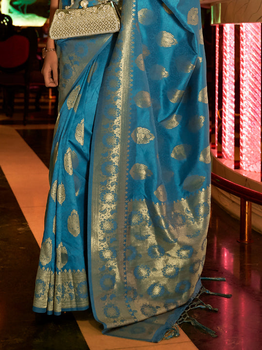 Blue Art Silk Saree With Blouse Piece Blue Art Silk Saree With Blouse Piece