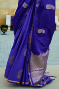 Blue Banarasi Silk Saree With Blouse Piece Blue Banarasi Silk Saree With Blouse Piece