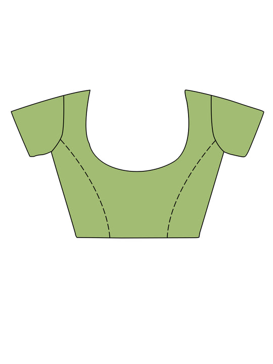 Green Linen Blend Saree With Blouse Piece Green Linen Blend Saree With Blouse Piece