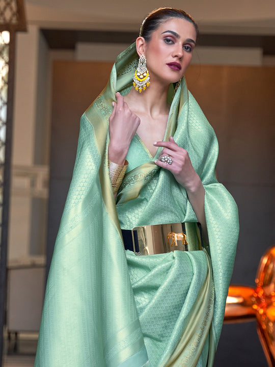 Green Art Silk Saree With Blouse Piece Green Art Silk Saree With Blouse Piece