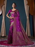 Wine Banarasi Satin Silk Saree With Blouse Piece Wine Banarasi Satin Silk Saree With Blouse Piece