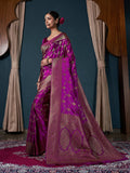 Wine Banarasi Satin Silk Saree With Blouse Piece Wine Banarasi Satin Silk Saree With Blouse Piece