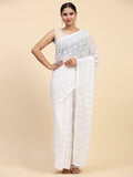 White Georgette Saree With Blouse Piece White Georgette Saree With Blouse Piece