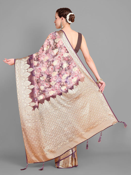 Purple Georgette Saree With Blouse Piece Purple Georgette Saree With Blouse Piece