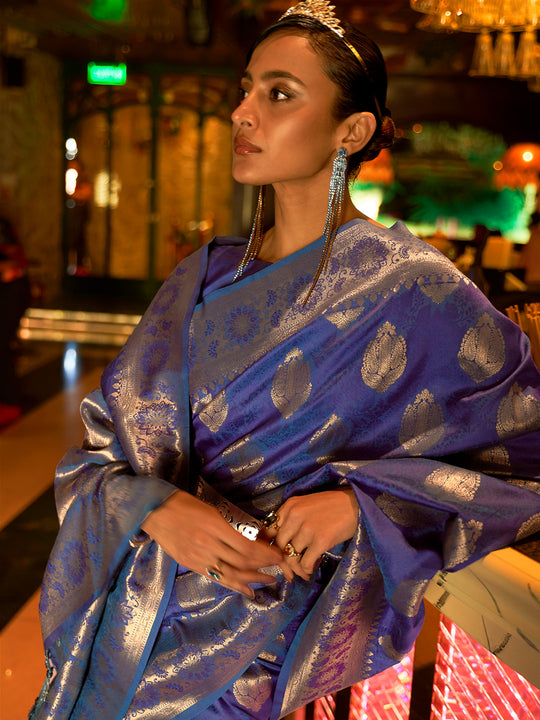 Blue Art Silk Saree With Blouse Piece Blue Art Silk Saree With Blouse Piece