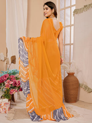Yellow Georgette Saree With Blouse Piece