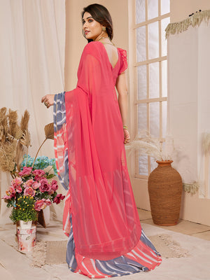 Pink Georgette Saree With Blouse Piece