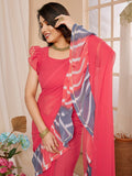 Pink Georgette Saree With Blouse Piece Pink Georgette Saree With Blouse Piece