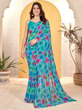Multi Georgette Saree With Blouse Piece Multi Georgette Saree With Blouse Piece
