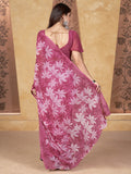 Pink Georgette Saree With Blouse Piece Pink Georgette Saree With Blouse Piece