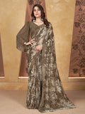 Brown Georgette Saree With Blouse Piece Brown Georgette Saree With Blouse Piece