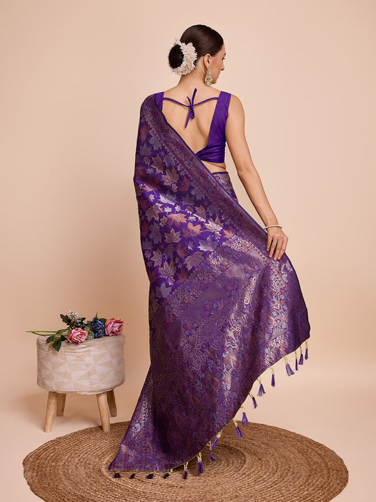 purple Silk Saree With Blouse Piece purple Silk Saree With Blouse Piece
