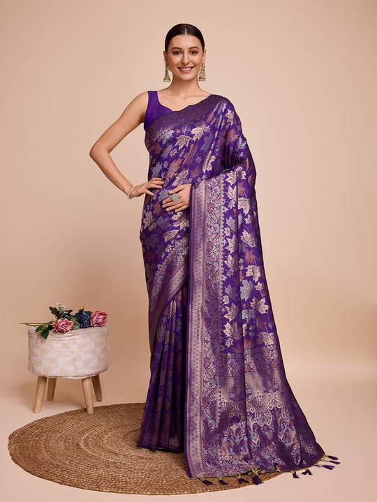 purple Silk Saree With Blouse Piece purple Silk Saree With Blouse Piece