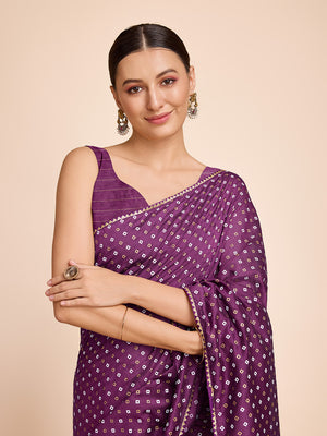 Purple Cotton Saree With Blouse Piece