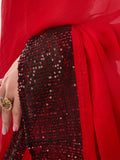 Red Georgette Party Ready To Wear Saree With Blouse Piece Red Georgette Party Ready To Wear Saree With Blouse Piece