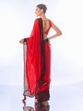 Red Georgette Party Ready To Wear Saree With Blouse Piece Red Georgette Party Ready To Wear Saree With Blouse Piece