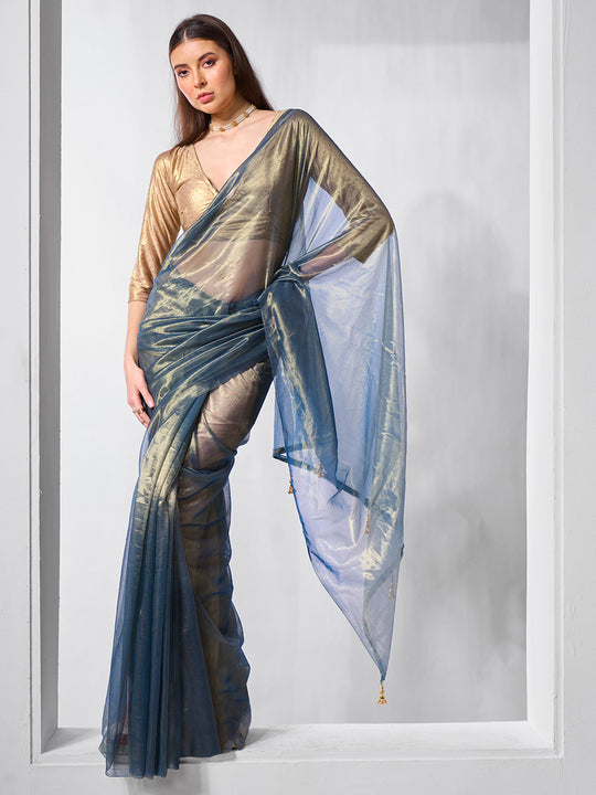 Solid Tissue Saree with Hanging With Blouse Piece Solid Tissue Saree with Hanging With Blouse Piece