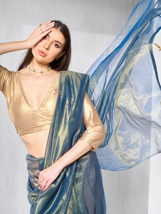 Solid Tissue Saree with Hanging With Blouse Piece Solid Tissue Saree with Hanging With Blouse Piece